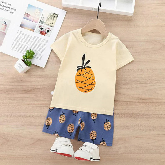 Cute Pineapple Print Toddler Outfit – 2-Piece Summer Set