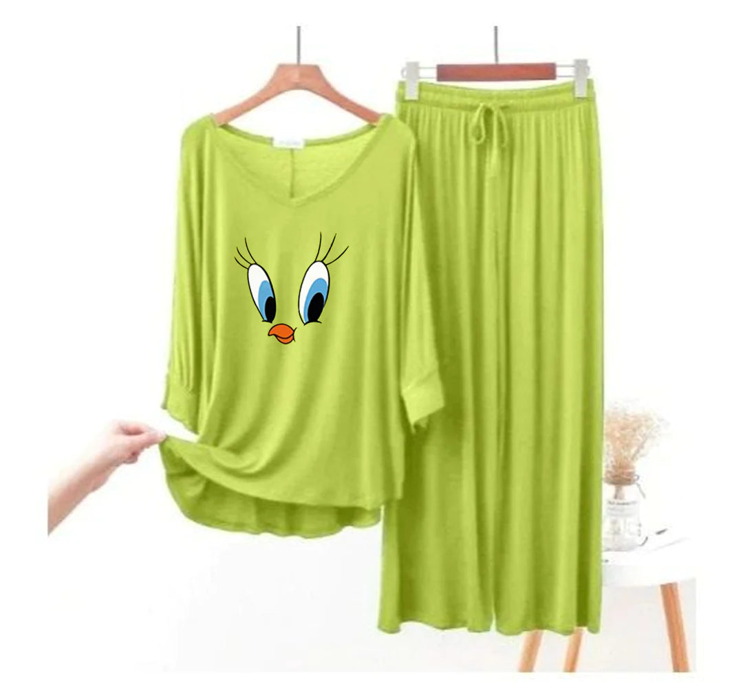 Daffy Duck V-Neck Women Night Suit PJ Set