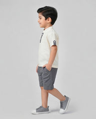 White & Grey Kids Short Set
