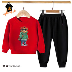 Kids Winter Sweat Shirt Set | Green Bear Printed