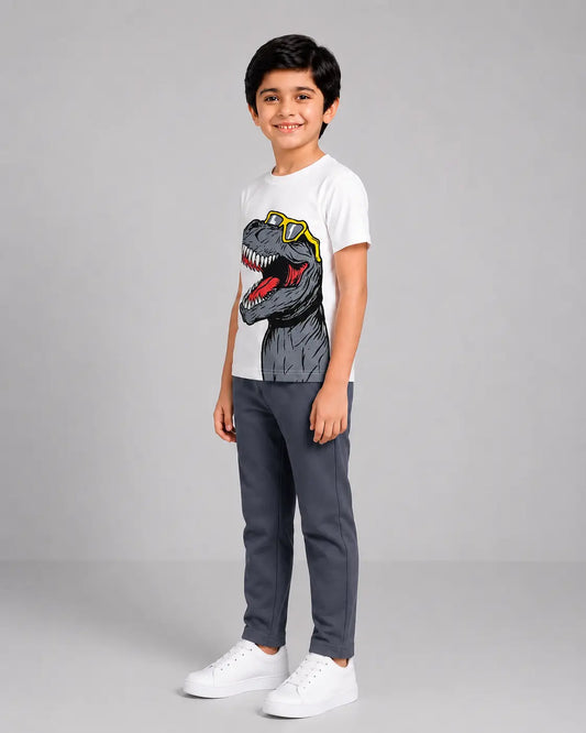 Cool Dino Pajama Set - Dark Grey