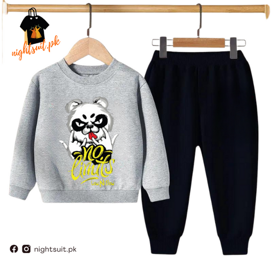 Grey No Limit Bear Kids Sweatshirt & Pant