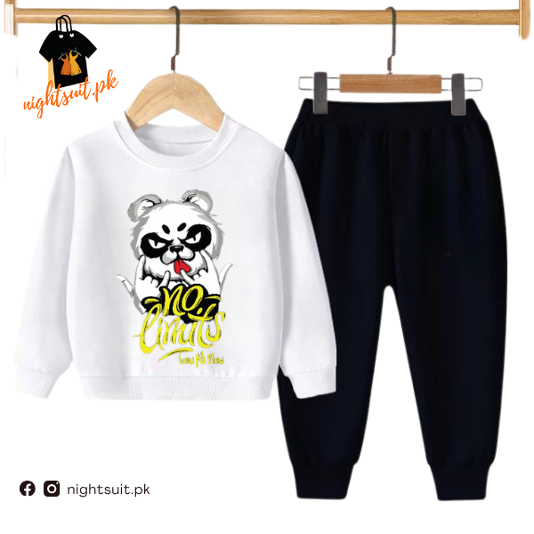 White No Limit Bear Kids Sweatshirt & Pant