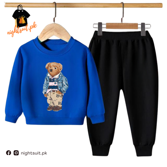 Blue Polo Bear Kids Sweatshirt & Pant