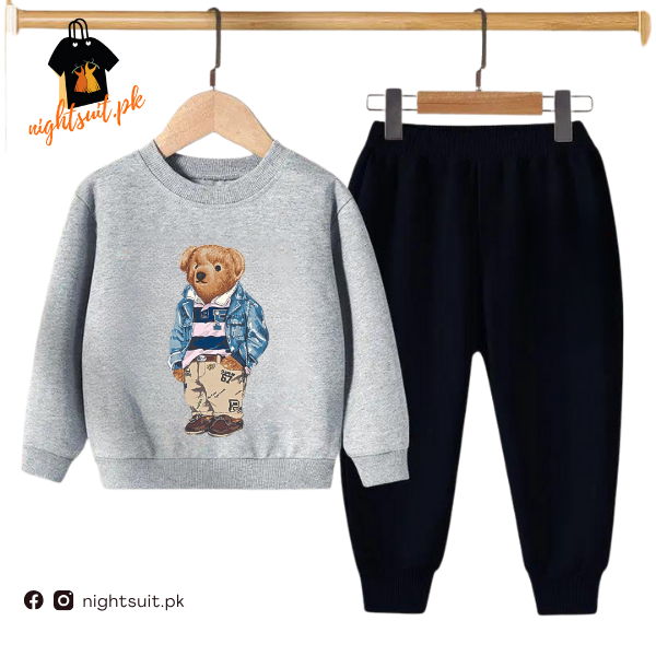 Grey Polo Bear Kids Sweatshirt & Pant