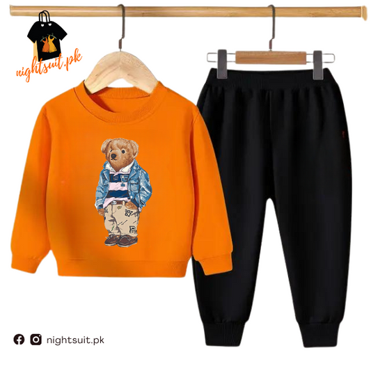 Orange Polo Bear Kids Sweatshirt & Pant