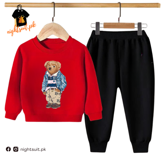 Red Polo Bear Kids Sweatshirt & Pant