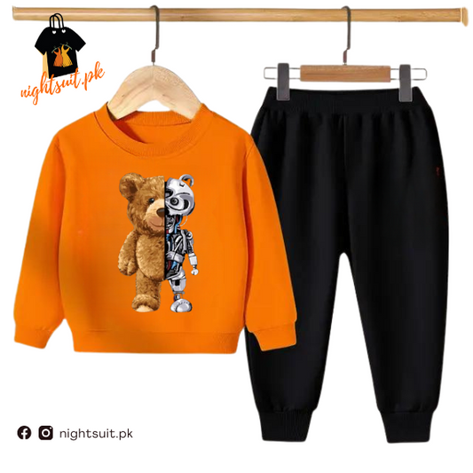 Orange Robo Bear Kids Sweatshirt & Pant