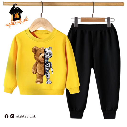 Yellow Robo Bear Kids Sweatshirt & Pant