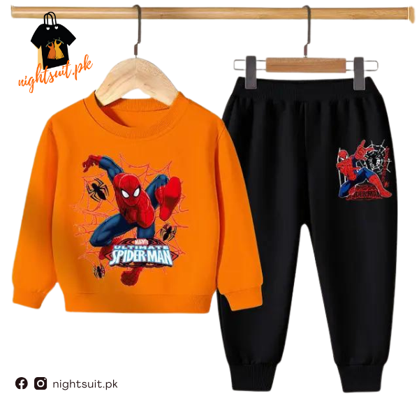 Orange Spiderman Kids Sweatshirt & Pant