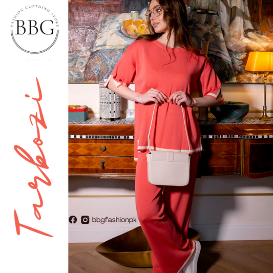 Tarbozi Slit Short Sleeve T-shirts and High Waist Wide Leg Pants