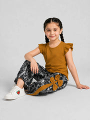 Bow & Leaf Pajama Set - Camel