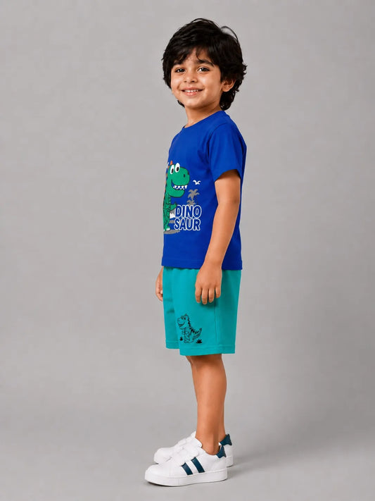 Volcano Dino Short Set - Blue