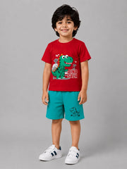 Volcano Dino Short Set - Red