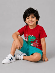 Volcano Dino Short Set - Red