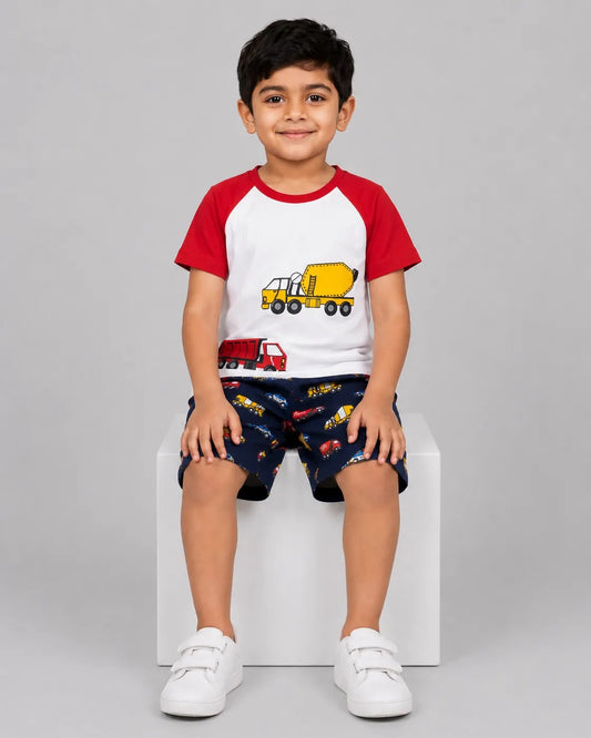 Red Truck Shorts Set