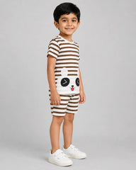 Panda Stripe Short Set