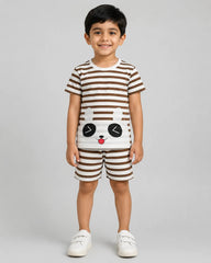 Panda Stripe Short Set