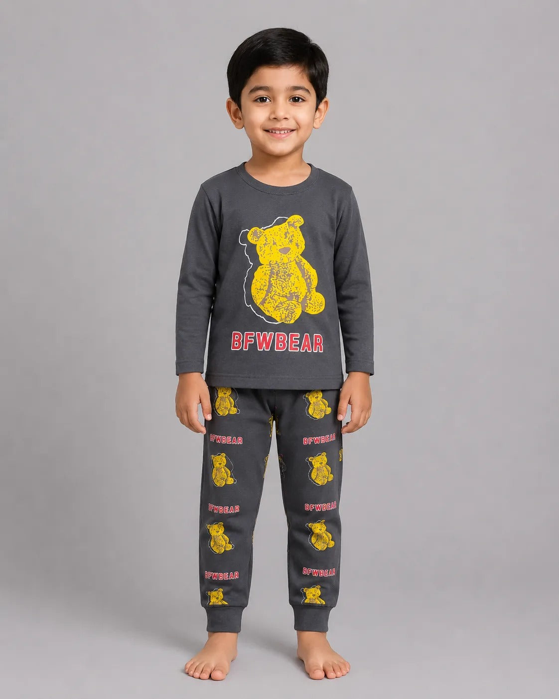 Dark Grey Teddy Bear Kids Wear