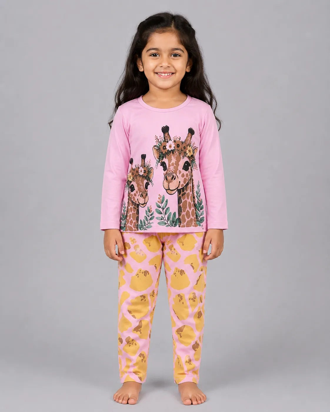 Pink Giraffe Dreams Kids Pajama Set