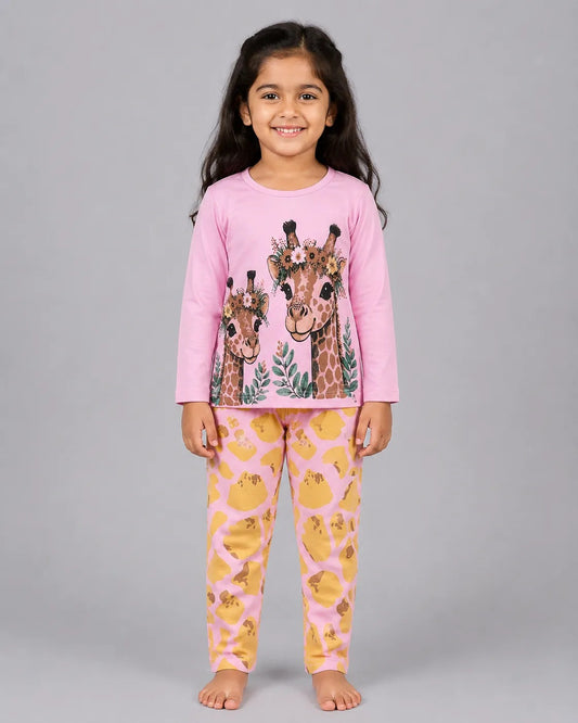 Pink Giraffe Dreams Kids Pajama Set