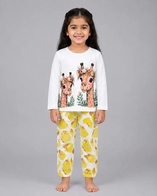 White Giraffe Dreams Kids Pajama Set