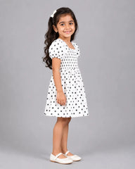 Elegant Dotty Frock - White