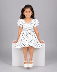 Elegant Dotty Frock - White