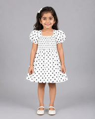 Elegant Dotty Frock - White