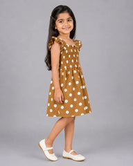 Elegant Dotty Frock - Camel