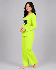 Women V-Neck Lounge Wear | Black Heart - Lemon Yellow