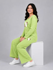 Women V-Neck Lounge Wear | BTS Flower - Lemon Yellow