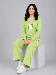 Women V-Neck Lounge Wear | BTS Flower - Lemon Yellow