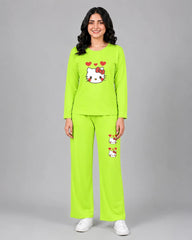 Women Round-Neck Lounge Wear | Hello Kitty - Lemon Yellow