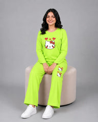 Women Round-Neck Lounge Wear | Hello Kitty - Lemon Yellow