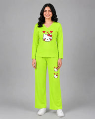 Women V-Neck Lounge Wear | Hello Kitty - Lemon Yellow