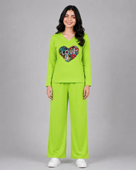 Women V Neck Lounge Wear | Love Color - Lemon Yellow