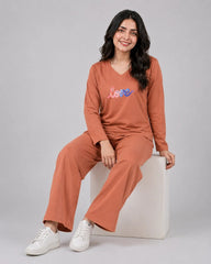 Women V-Neck Lounge Wear | Multi Love - Rusty