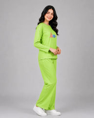 Women Round-Neck Lounge Wear | Multi Love - Lemon Yellow
