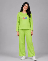 Women Round-Neck Lounge Wear | Multi Love - Lemon Yellow