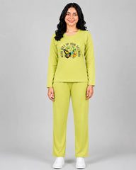 Women Round-Neck Lounge Wear | Never Give Up - Lemon Yellow