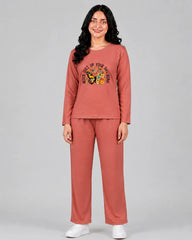 Women Round-Neck Lounge Wear | Never Give Up - Rusty