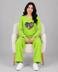 Women Round-Neck Lounge Wear | Love Color - Lemon Yellow