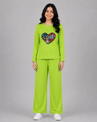 Women Round-Neck Lounge Wear | Love Color - Lemon Yellow
