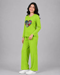 Women Round-Neck Lounge Wear | Love Color - Lemon Yellow