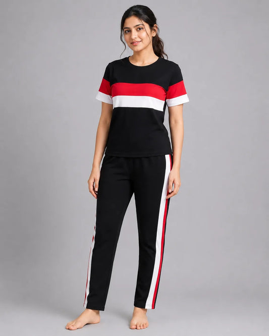 Sport Luxe Stripe Tracksuit – Black