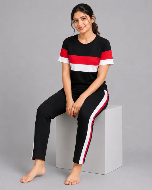 Sport Luxe Stripe Tracksuit – Black