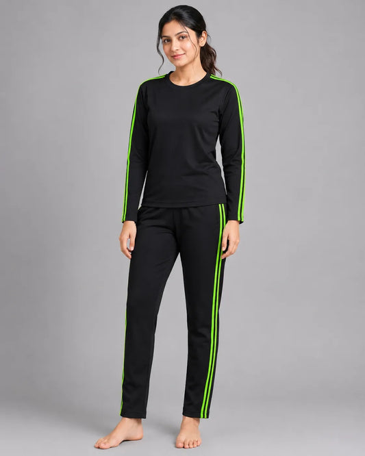 Black and Lime Green Striped Tracksuit