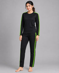 Black and Lime Green Striped Tracksuit