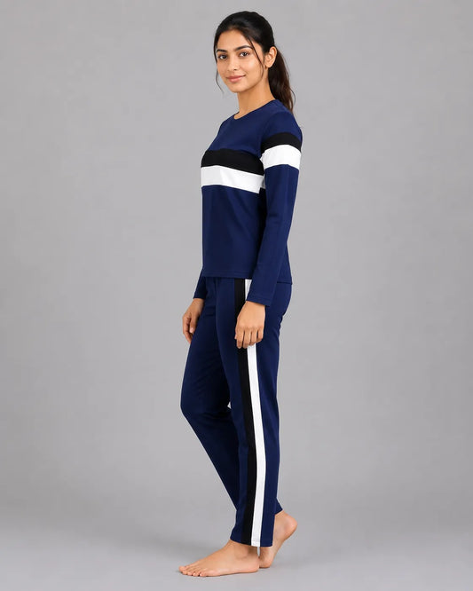 Classic Stripe Tracksuit – Navy Blue